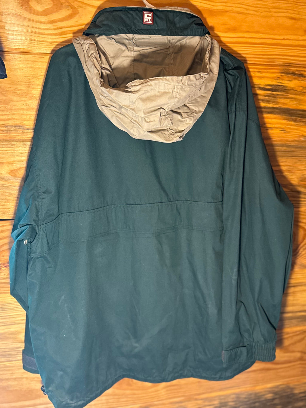 Vtg Chaps Ralph Lauren Stowaway Hood Windbreaker Pullover L
