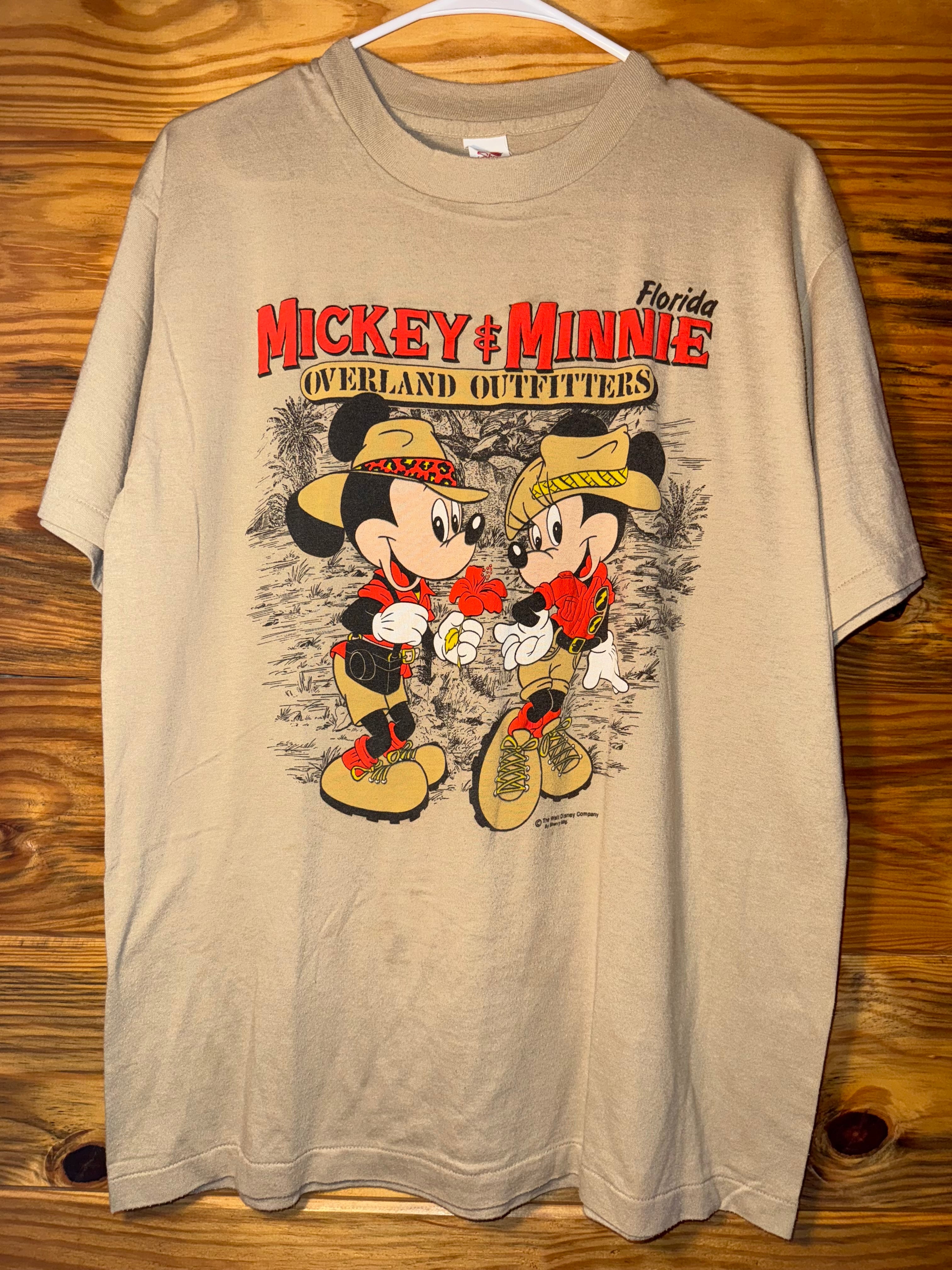 Vtg Mickey & Minnie Overland Outfitters 90’s Single Stitch Tee L