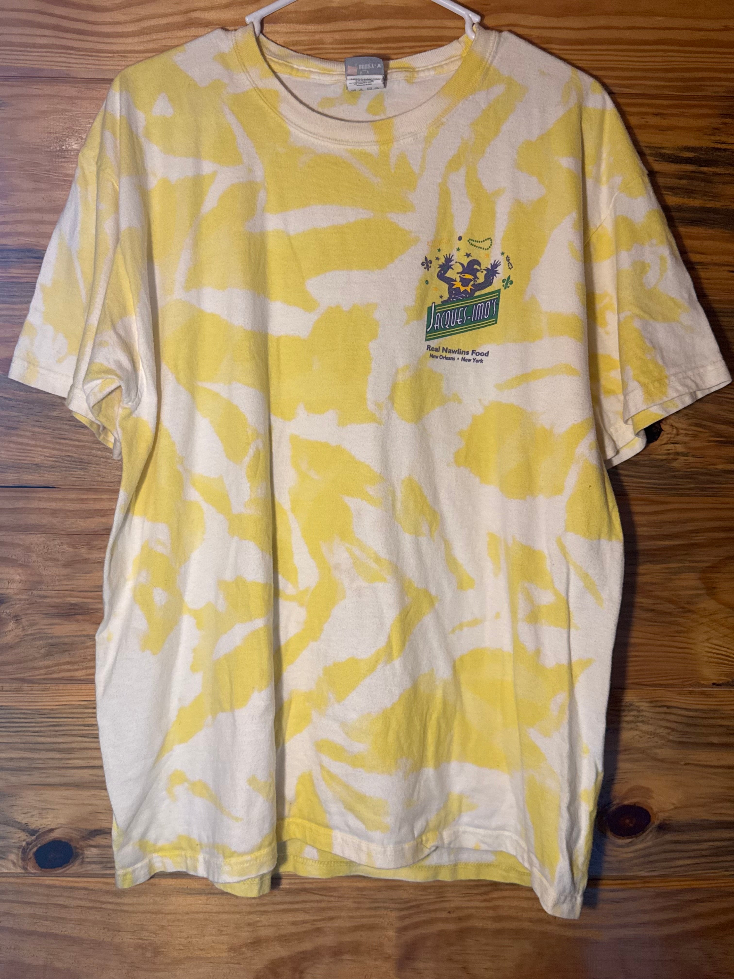 Vtg Bleach Dyed Jacques-Imo’s Real Nawlins Food T-Shirt L