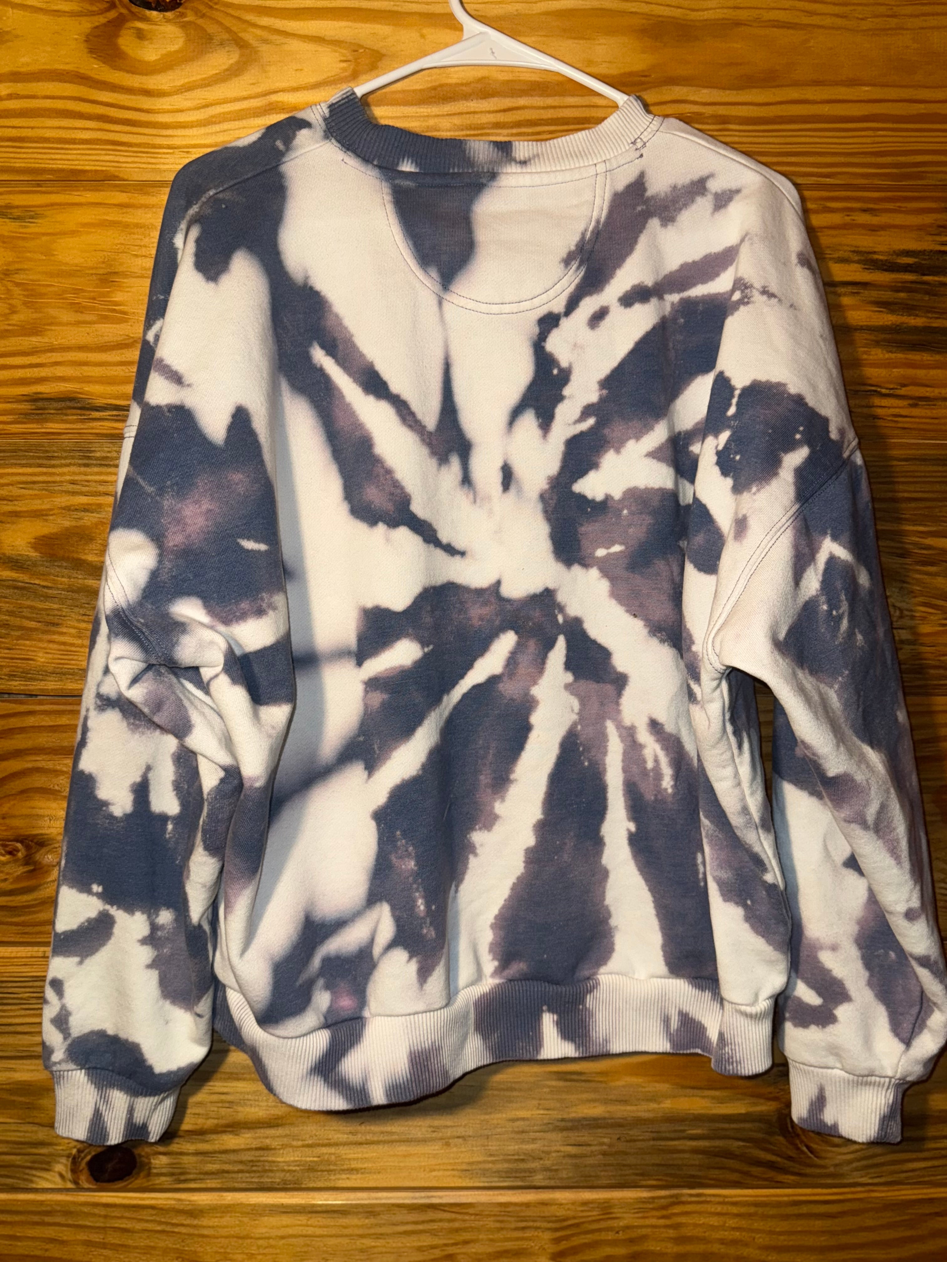 Modern Bleach Dyed American Eagle Floral Skeleton Sweatshirt S/M