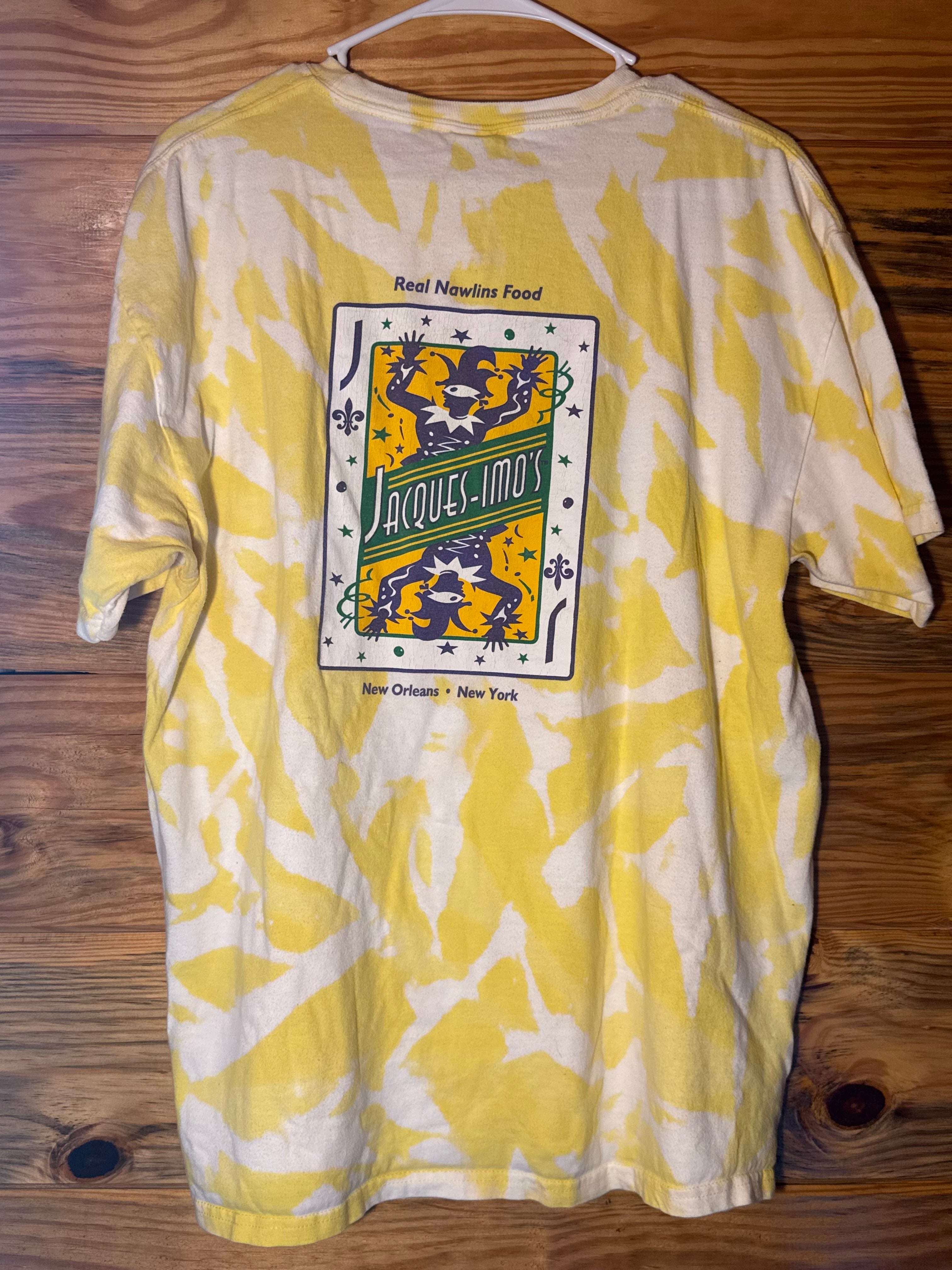 Vtg Bleach Dyed Jacques-Imo’s Real Nawlins Food T-Shirt L